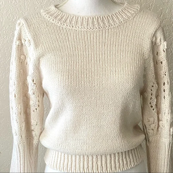 Girls Ivory Dot Sleeve Sweater - Picture 5 of 16